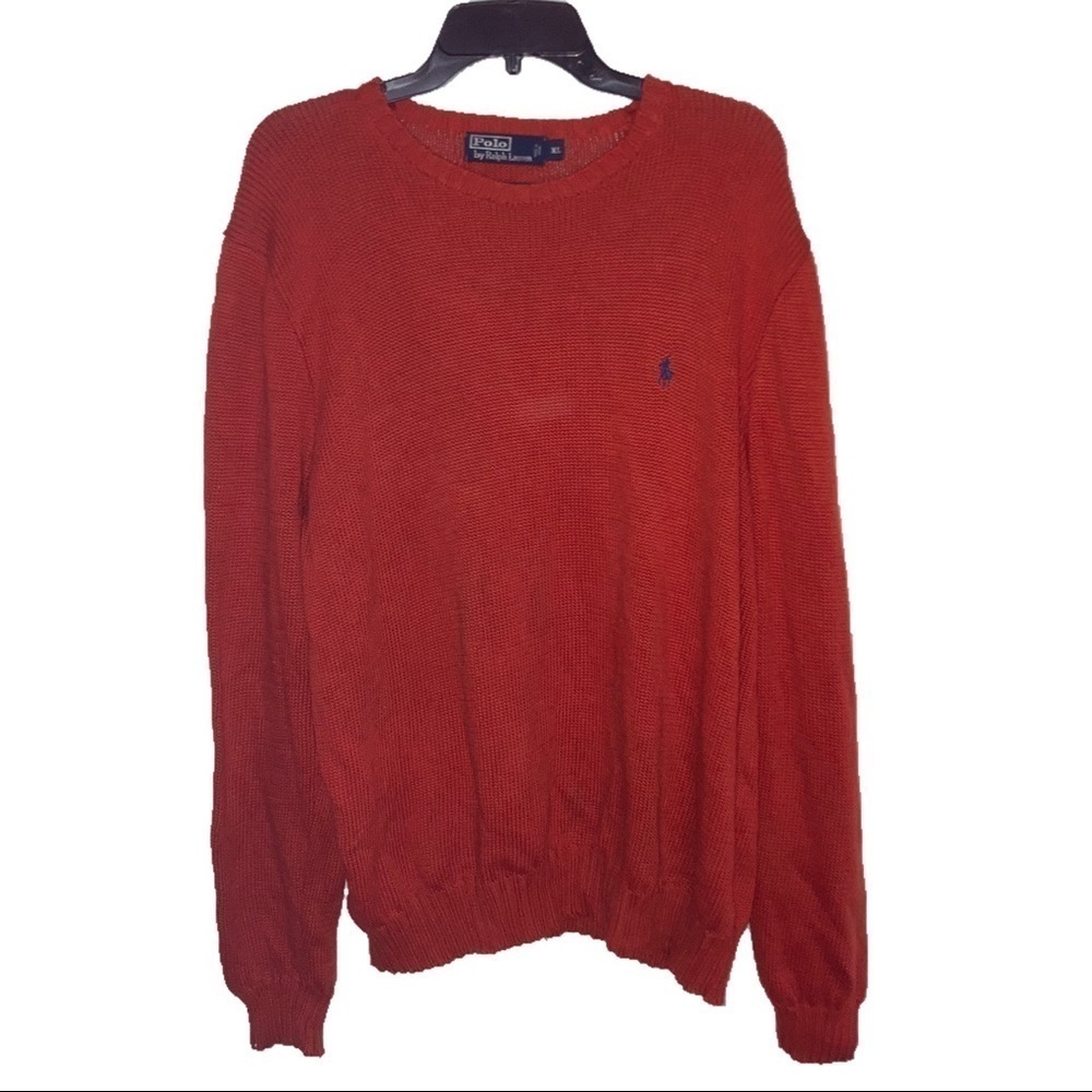 Polo Ralph Lauren Crewneck Cotton Sweater Long Sleeve XL Orange